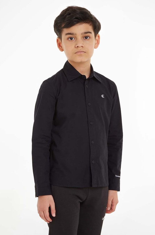 Detská bavlnená košeľa Calvin Klein Jeans bavlna čierna IB0IB01826.9BYX