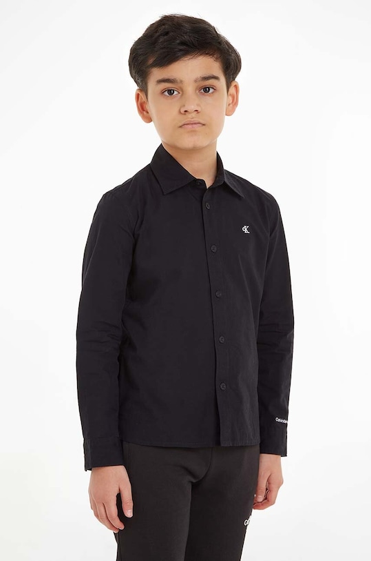 Detská bavlnená košeľa Calvin Klein Jeans bavlna čierna IB0IB01826.9BYX