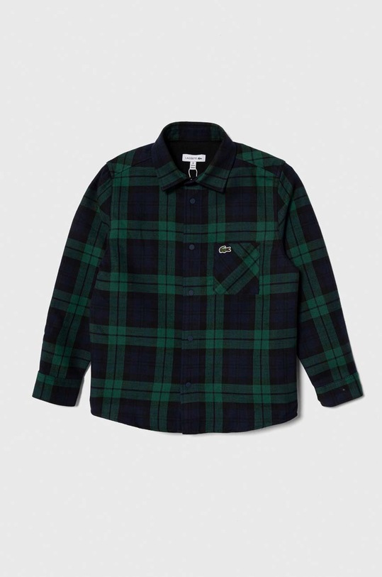 Dětská košile Lacoste kárový zelená CJ1208