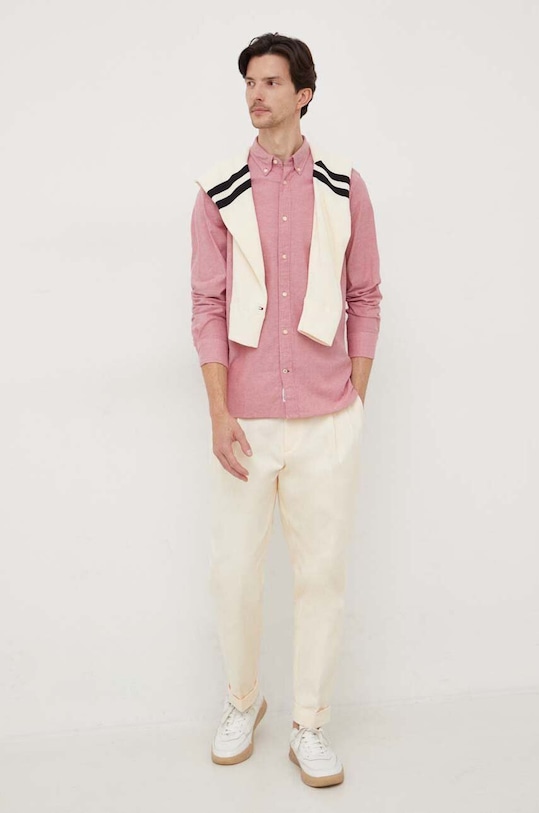 Košeľa Tommy Hilfiger MW0MW29968 ružová SS24