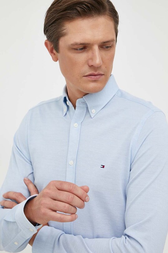 Бавовняна сорочка Tommy Hilfiger casual блакитний MW0MW30675