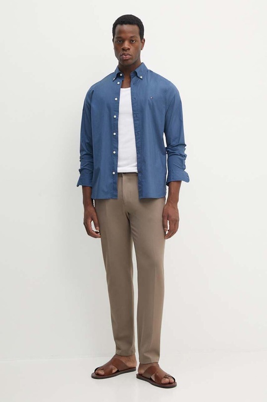 Oblečení Bavlněná košile Tommy Hilfiger MW0MW30934 námořnická modř