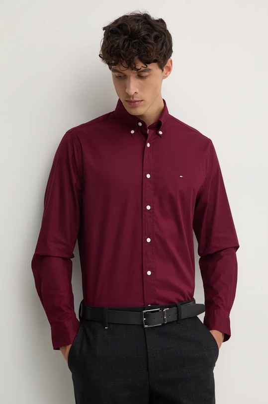 Pamučna košulja Tommy Hilfiger casual bordo MW0MW30934