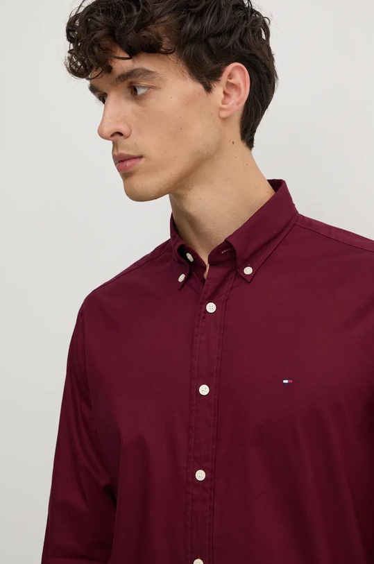 Pamučna košulja Tommy Hilfiger bordo MW0MW30934