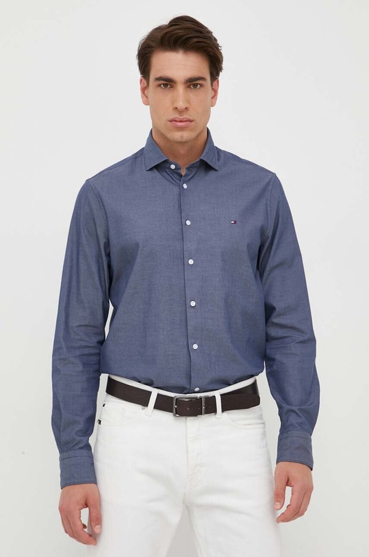 Košile Tommy Hilfiger hladký námořnická modř MW0MW31856