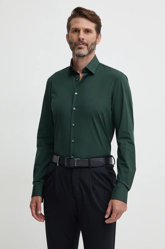 Calvin Klein koszula z elastanem zielony K10K108229