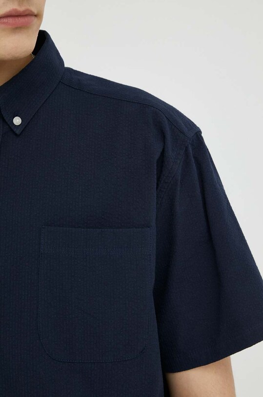 Les Deux camasa din bumbac Louis Seersucker LDM401062 bleumarin AW23