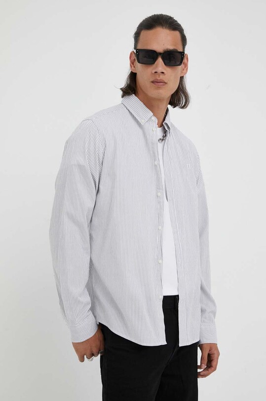 Les Deux koszula bawełniana Kristian Stripe wzorzyste szary LDM410161