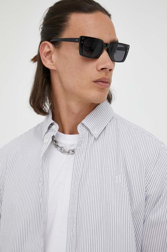 Odzież Les Deux koszula bawełniana Kristian Stripe LDM410161 szary