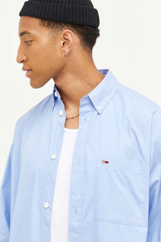 Bavlnená košeľa Tommy Jeans DM0DM16601 modrá