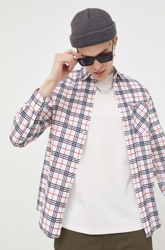 Βαμβακερό πουκάμισο Tommy Jeans κανονικό λευκό DM0DM16608