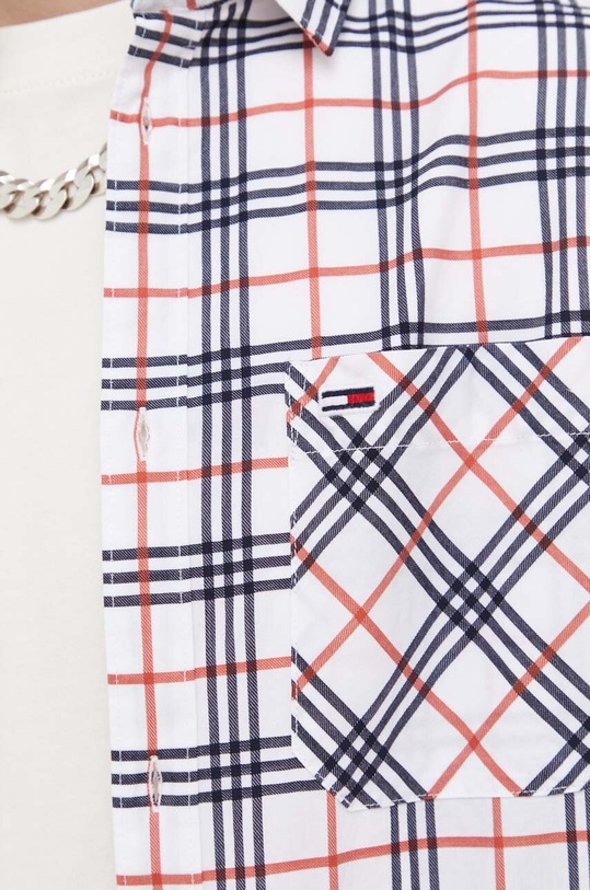 Βαμβακερό πουκάμισο Tommy Jeans DM0DM16608 λευκό AW23