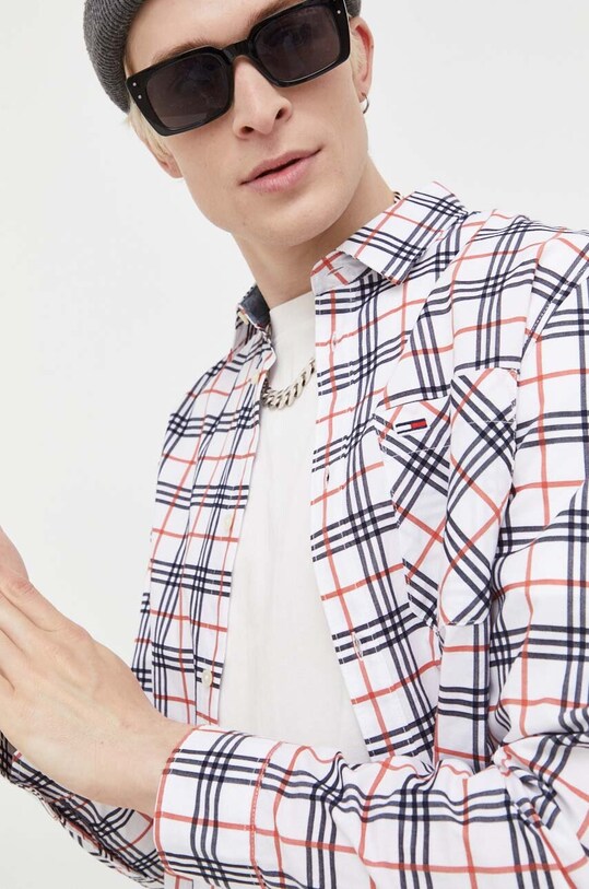 Памучна риза Tommy Jeans DM0DM16608 бял
