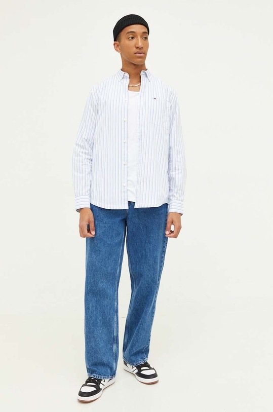 Odzież Tommy Jeans koszula bawełniana DM0DM16610 niebieski