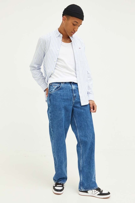 Tommy Jeans koszula bawełniana DM0DM16610 niebieski