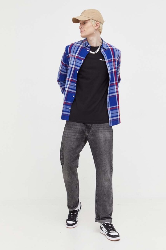 Îmbrăcăminte Tommy Jeans camasa din bumbac DM0DM16612 bleumarin