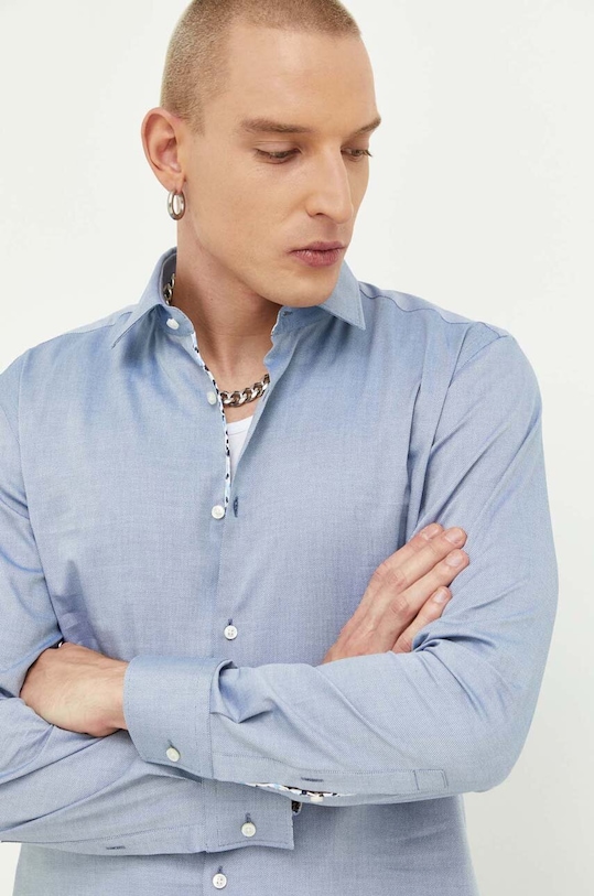 HUGO koszula bawełniana bawełna niebieski 50494500