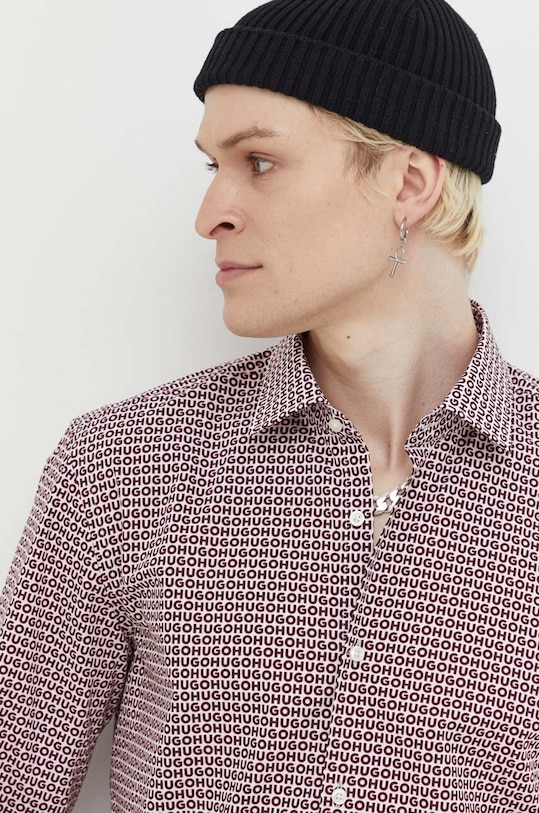 Bavlnená košeľa HUGO 50495068 burgundské