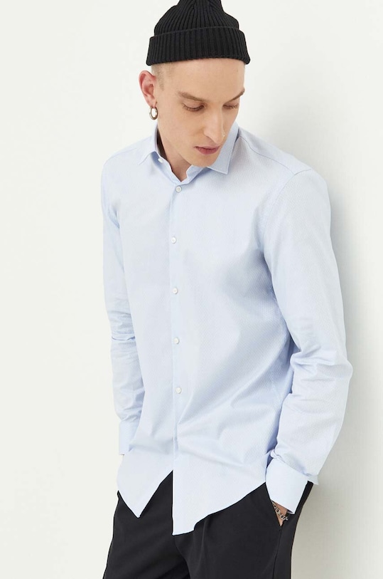 HUGO koszula bawełniana bawełna niebieski 50495092