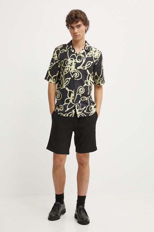 Πουκάμισο από λινό Samsoe Samsoe M23200085 μαύρο AW24