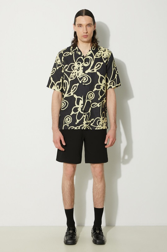 Lanena košulja Samsoe Samsoe M23200085 crna AW24