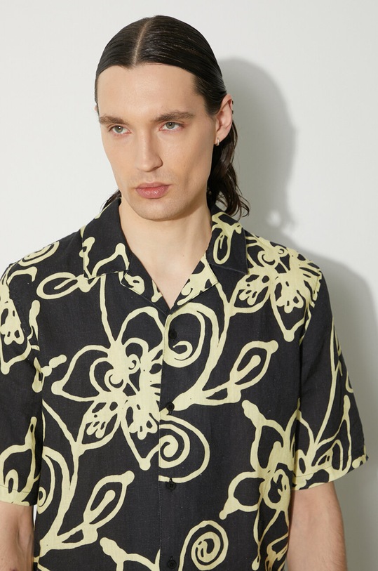 Lanena košulja Samsoe Samsoe M23200085 crna