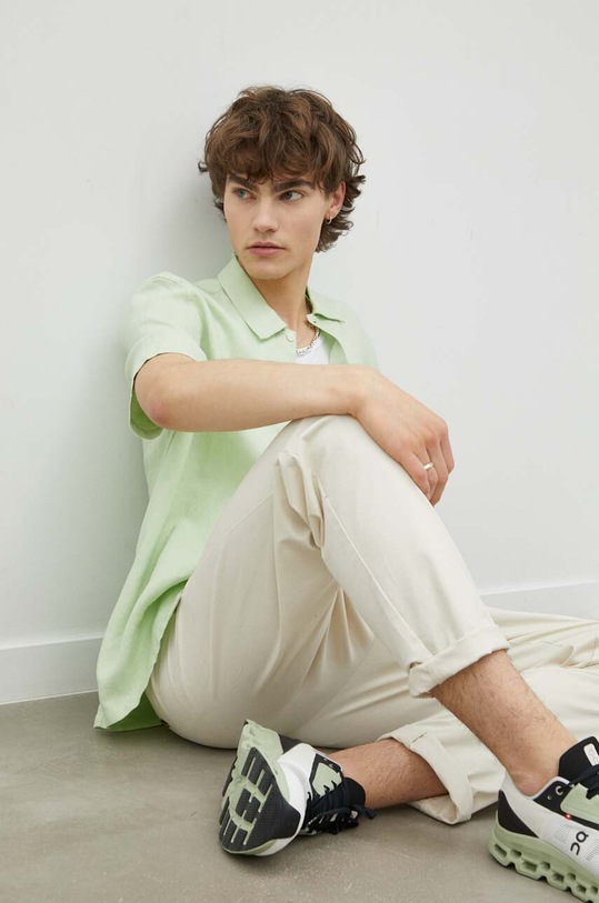 Samsoe Samsoe linen shirt Avan M22200101 green