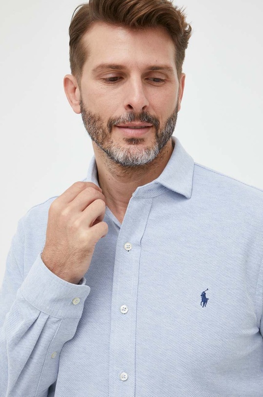 Βαμβακερό πουκάμισο Polo Ralph Lauren 710909660 μπλε AW23
