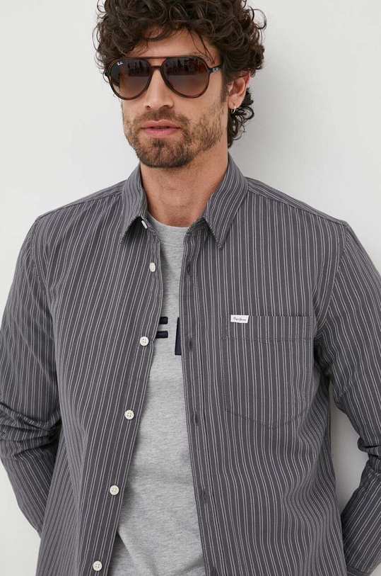 Pepe Jeans camasa din bumbac Chester lung gri PM308011.976