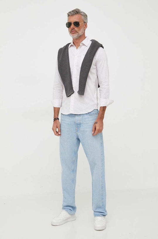 Pepe Jeans camasa din bumbac Curtis PM308022.324 alb AW23