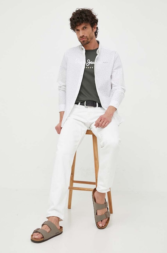 Одежда Хлопковая рубашка Pepe Jeans Cuxton PM308023.800 белый