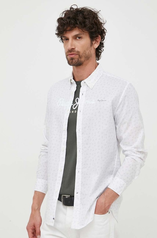 Pepe Jeans camasa din bumbac Cuxton PM308023.800 alb