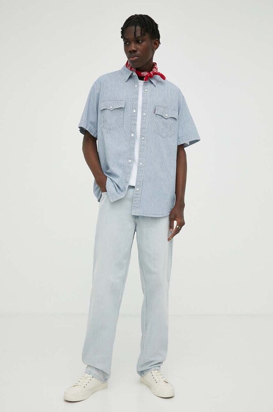 Bavlnená košeľa Levi's A5722.0002 modrá AW23
