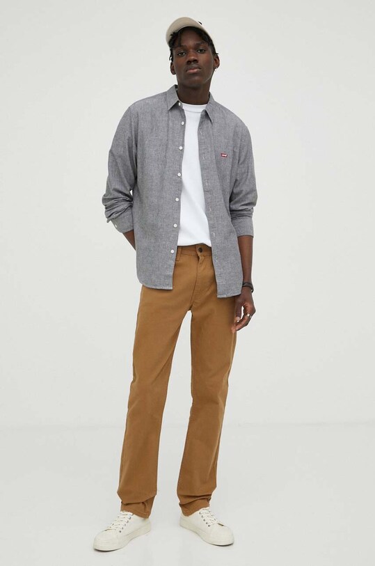 Βαμβακερό πουκάμισο Levi's 86625.0018 γκρί AW23
