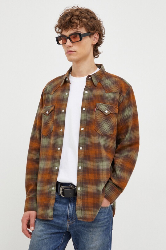 Levi's koszula bawełniana wzorzyste zielony 85744.0052