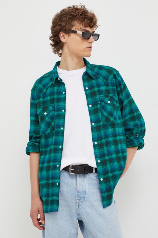 Levi's koszula bawełniana wzorzyste zielony 85744.0062