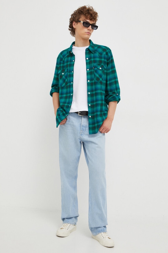 Levi's koszula bawełniana 85744.0062 zielony AW23