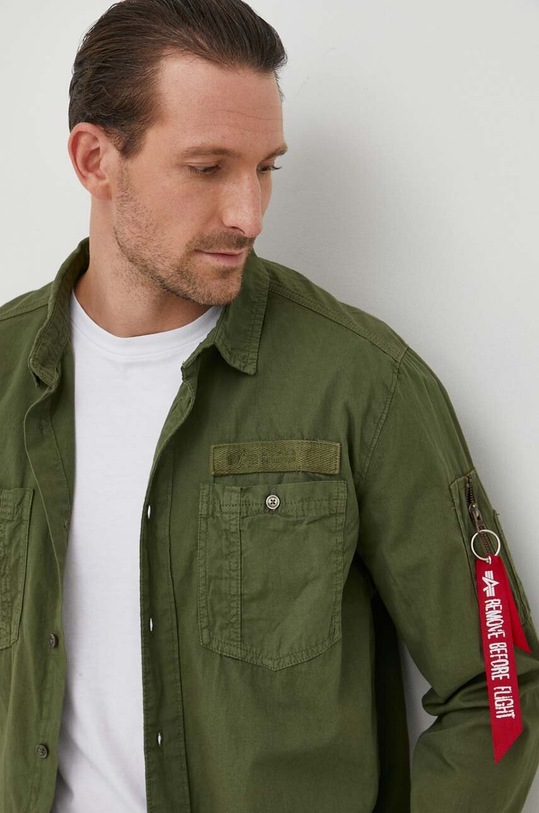 Bavlnená košeľa Alpha Industries zelená 138422.142