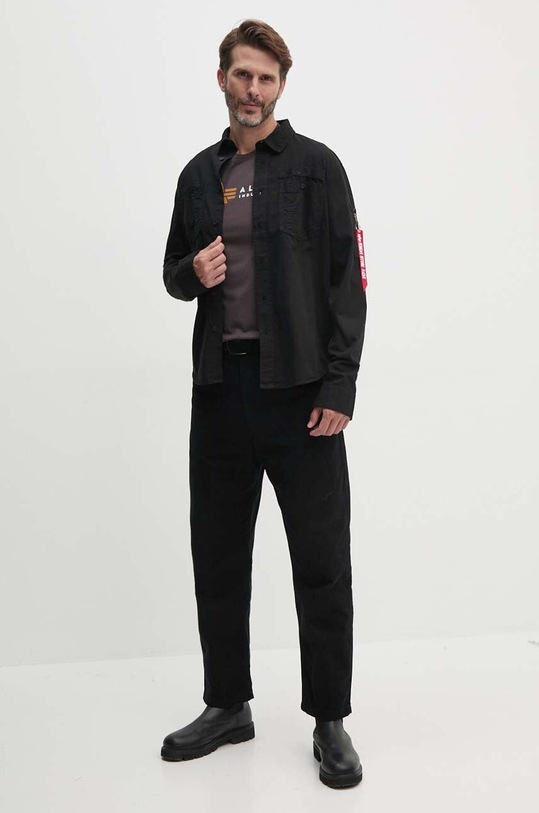 Бавовняна сорочка Alpha Industries 138422.142 чорний AW24
