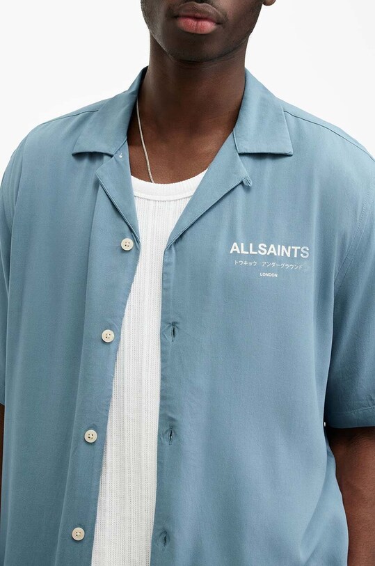 Рубашка AllSaints MS209Y голубой SS24