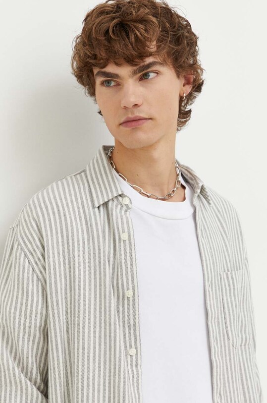 Abercrombie & Fitch koszula z domieszką lnu KI125.3119.178 beżowy