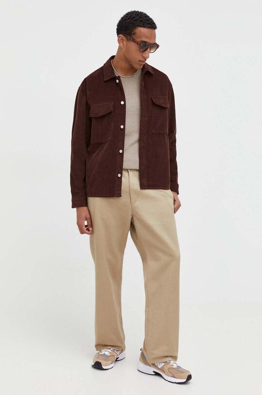 Πουκάμισο κοτλέ Abercrombie & Fitch KI125.3121.420 καφέ AW23
