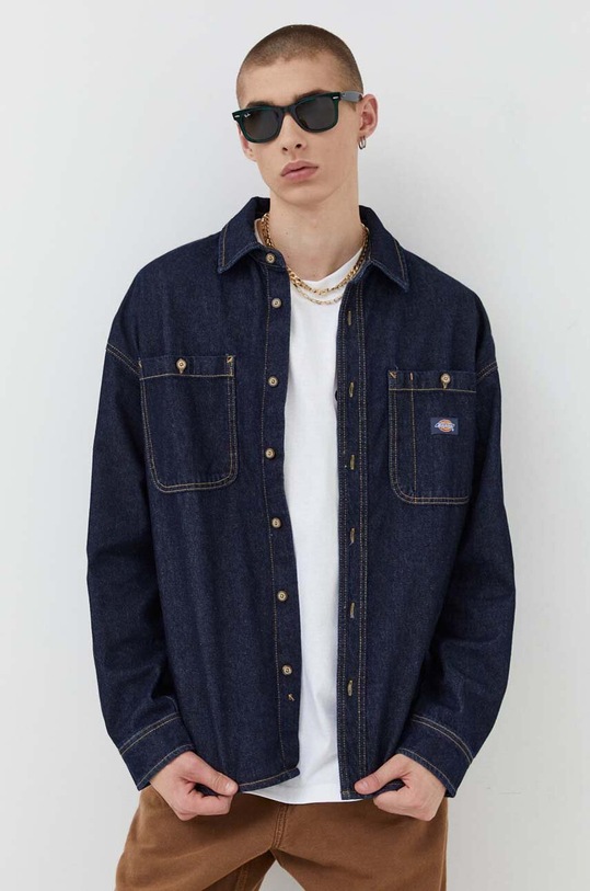 Dickies koszula jeansowa bawełna granatowy DK0A4YF5RIN1