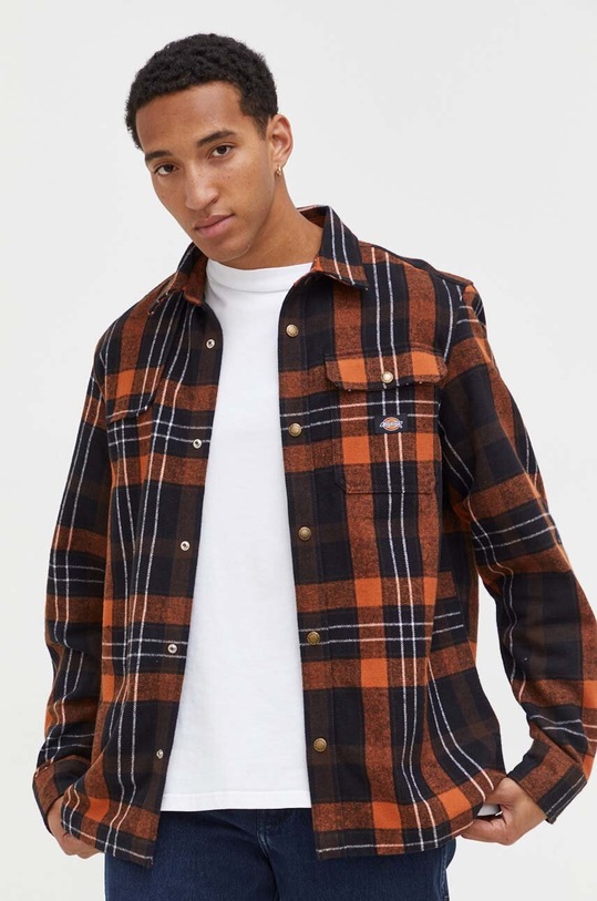 Dickies koszula bawełniana brązowy DK0A4XGUD711