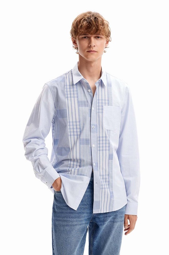 Pamučna košulja Desigual 23WMCW35 MAN WOVEN SHIRT LONG SLEEVE večernje plava 23WMCW35