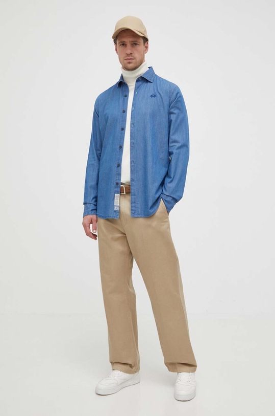 Oblečení Džínová košile La Martina WMC028 modrá