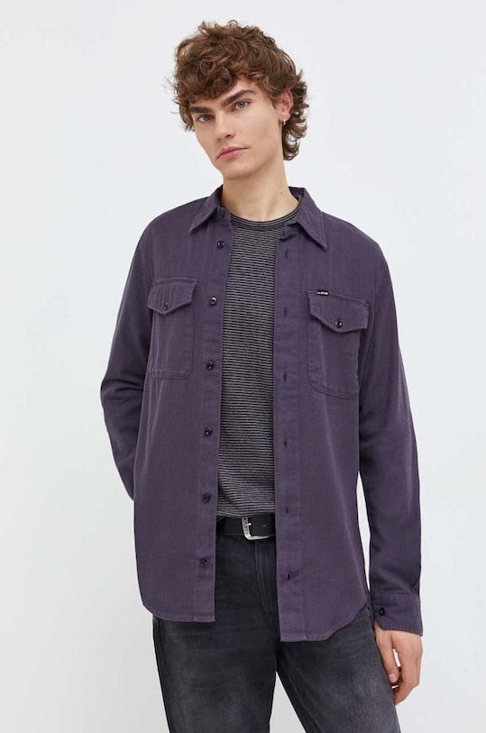 G-Star cămașă din bumbac lung violet D20165.D454