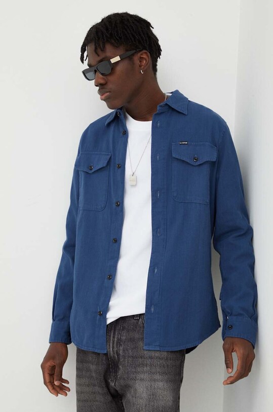 G-Star Raw koszula bawełniana bawełna granatowy D20165.D454
