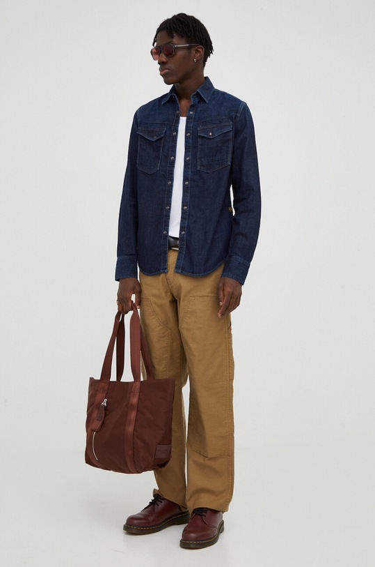 G-Star cămașă din denim D23616.D252 bleumarin SS25