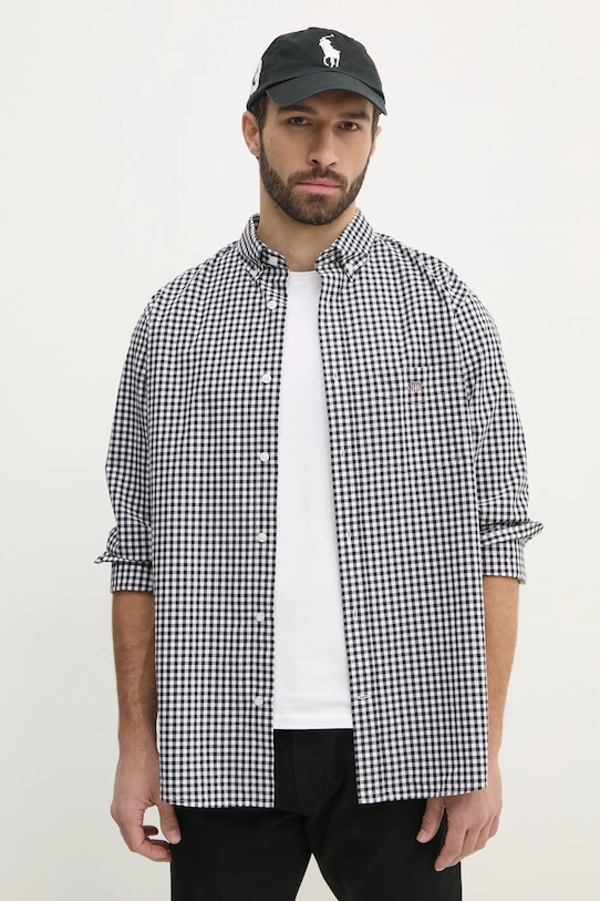 Бавовняна сорочка Gant візерунок чорний 3000120